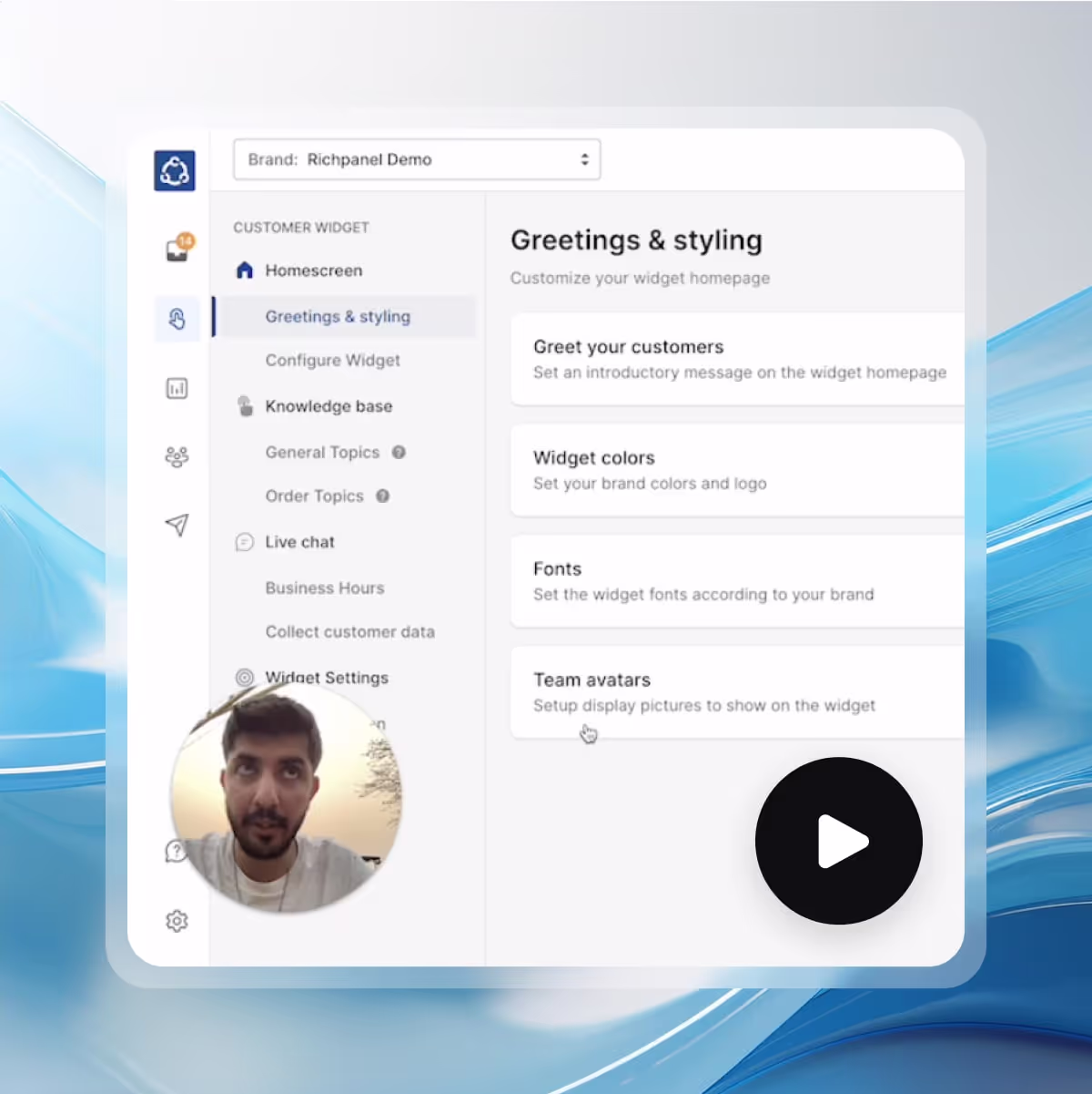 Richpanel academy with short video lessons covering inbox, macros, workflows, AI agents, and analytics