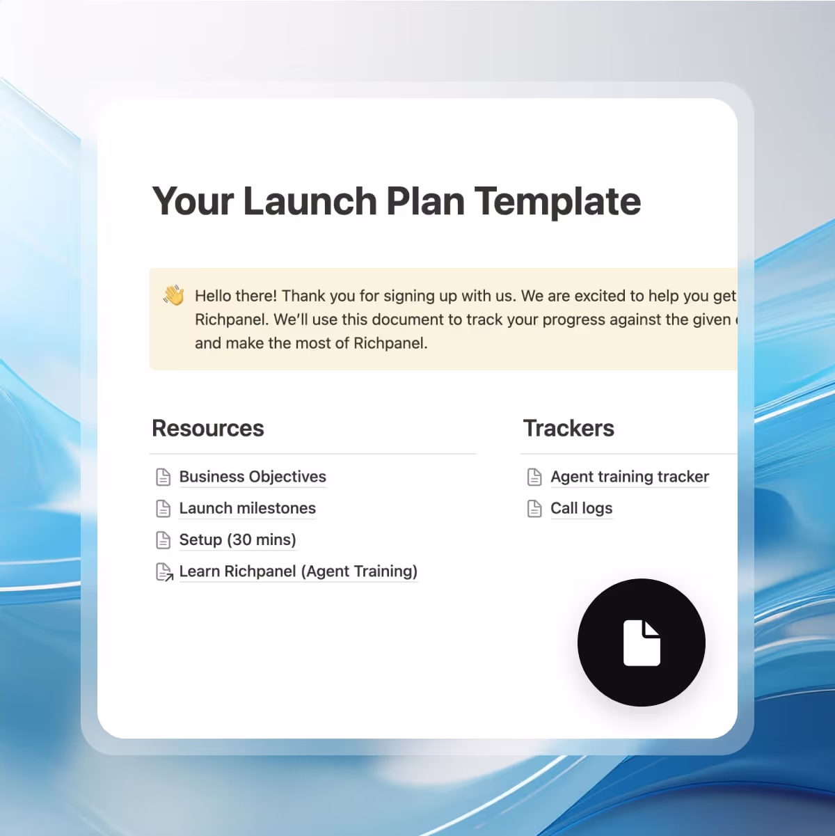 Richpanel onboarding guide with checklist for automations, self-service, and AI agent activation