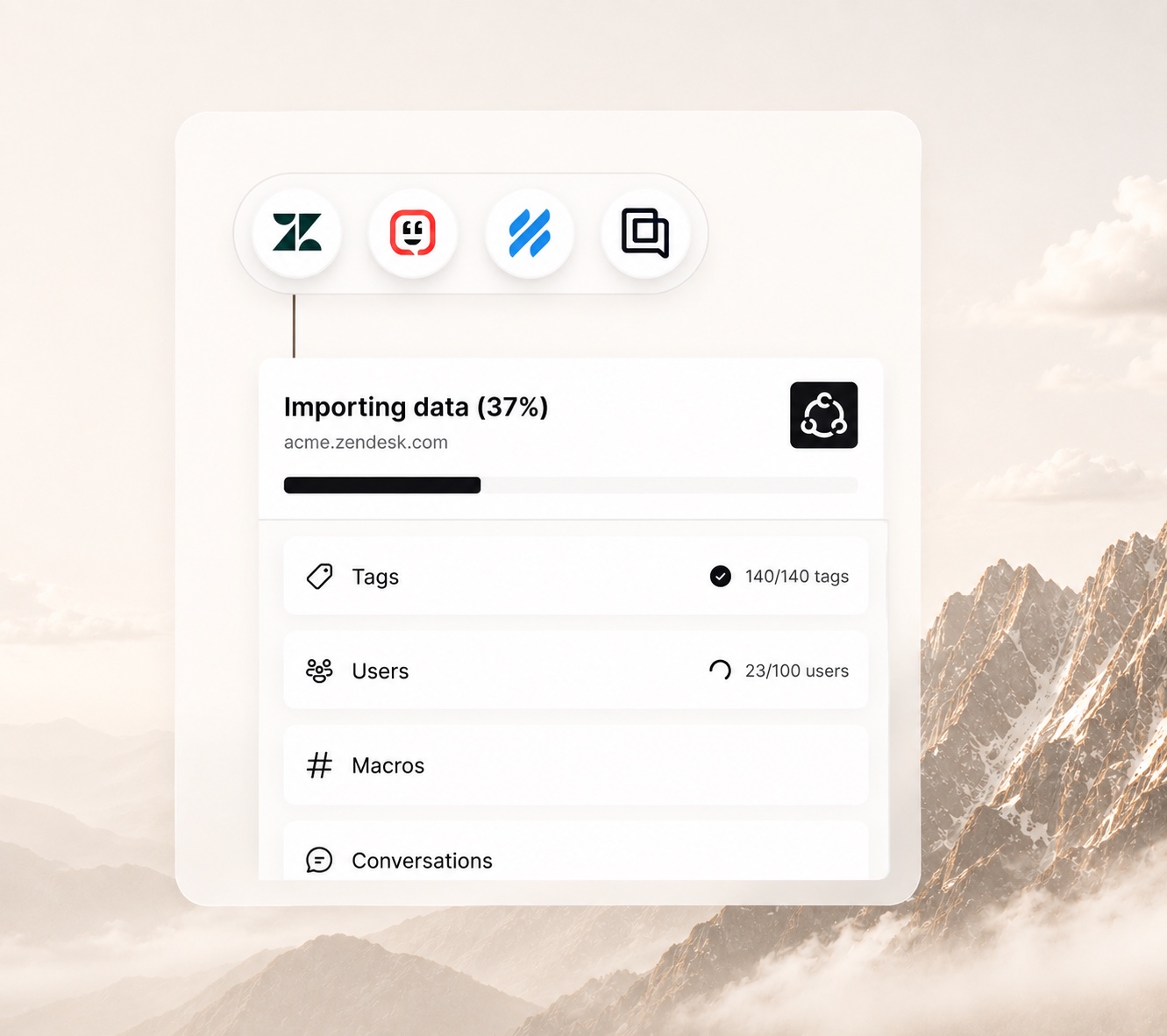 Importing tags, users, macros and conversations from Zendesk into Richpanel